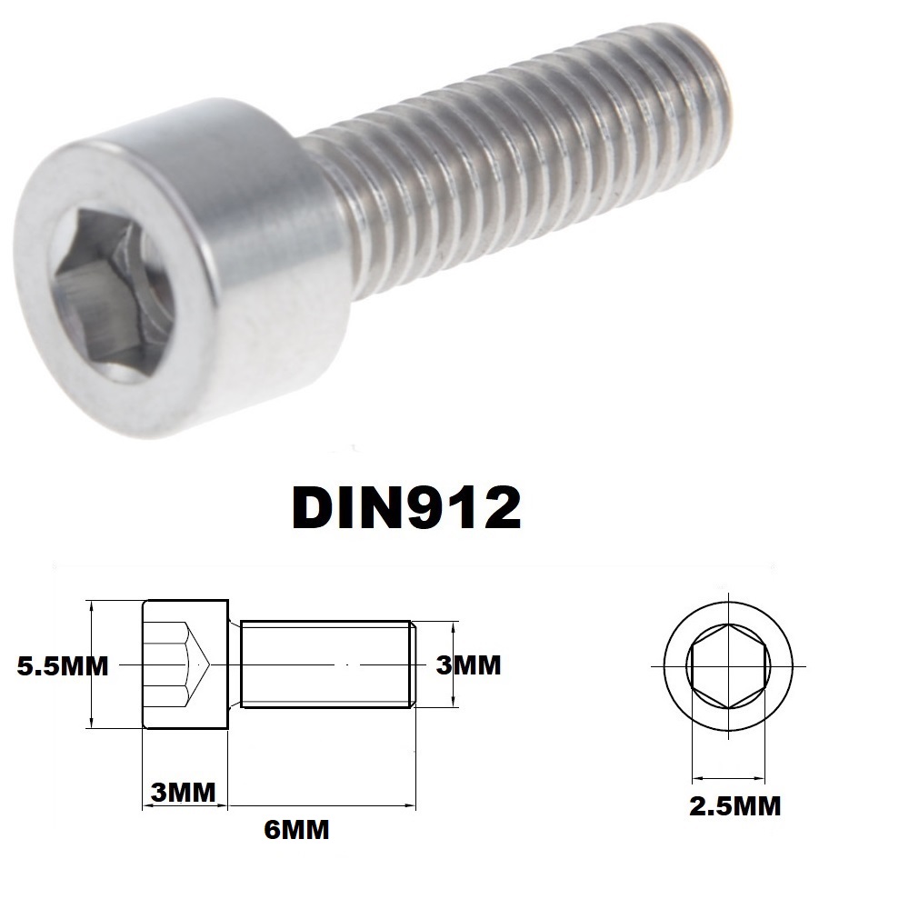 M3X6MM 0.5 THREAD PITCH TITANIUM ALLEN HEAD BOLT GRADE 5